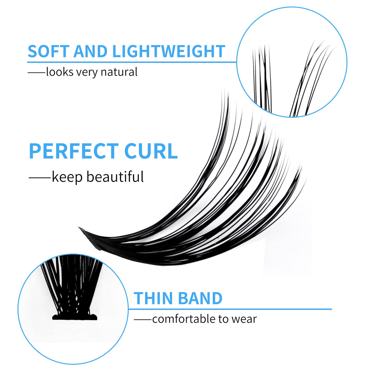 GEMERRY Cluster Lashes 240PCS Individual 0.07mm C Curl 30D+40D 8-16mm Mix Lash Ribbons Wide Stem Natural Look Eyelash Volume at Home Extensions(30D+40D-C-0.07-8-16mm)