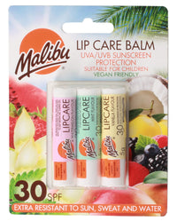 Malibu Sun SPF 30 Lip Balm Sunscreen, Watermelon, Mint and Vanilla, 3 x 5g