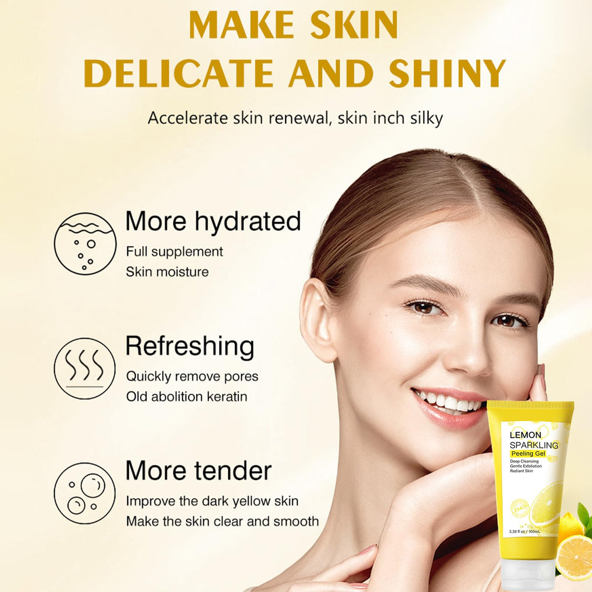CTUBLIAUNX Facial Exfoliator, Vitamin C Exfoliating Gel, Lemon Peeling Gel Removes Dead Skin, Moisturizing Facial Scrubs Anti Pigmentation for All Body Parts