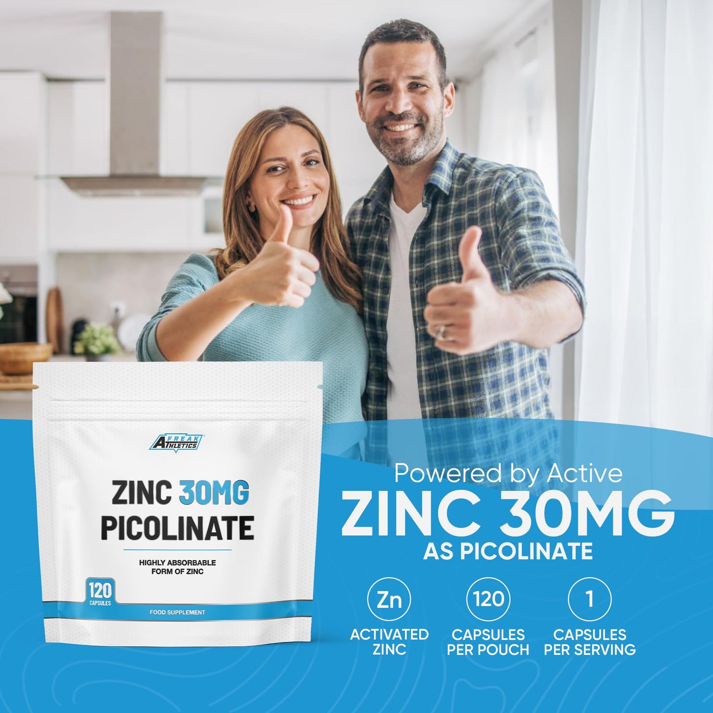 Freak Athletics Zinc 30mg as Picolinate 120 Capsules Made in the UK