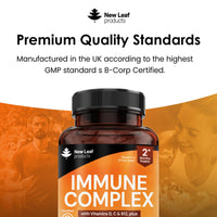 NEW LEAF PRODUCTS Vitamin D3 Immune Booster Complex - with Vitamins D,C, B12, Zinc, Turmeric & Elderberry - Immune Support - Made in the UK - Immunity Booster by New Leaf 120 Tablets