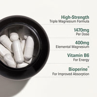 Vital Haven Magnesium Supplement - Citrate + Glycinate + Taurate with Vitamin B6 and BioPerine - 2 Capsules - UK Made