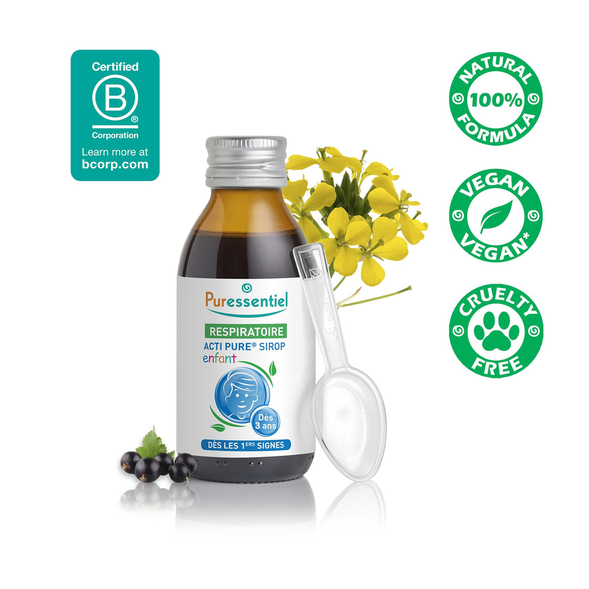 Puressentiel Acti Pure Kids Syrup 125ml – Colds & Sore Throat Syrup - Relieves sore throats immediately and decongestant - Supports kids immunity - 100% Natural Formula - Suitable for Children aged 3+