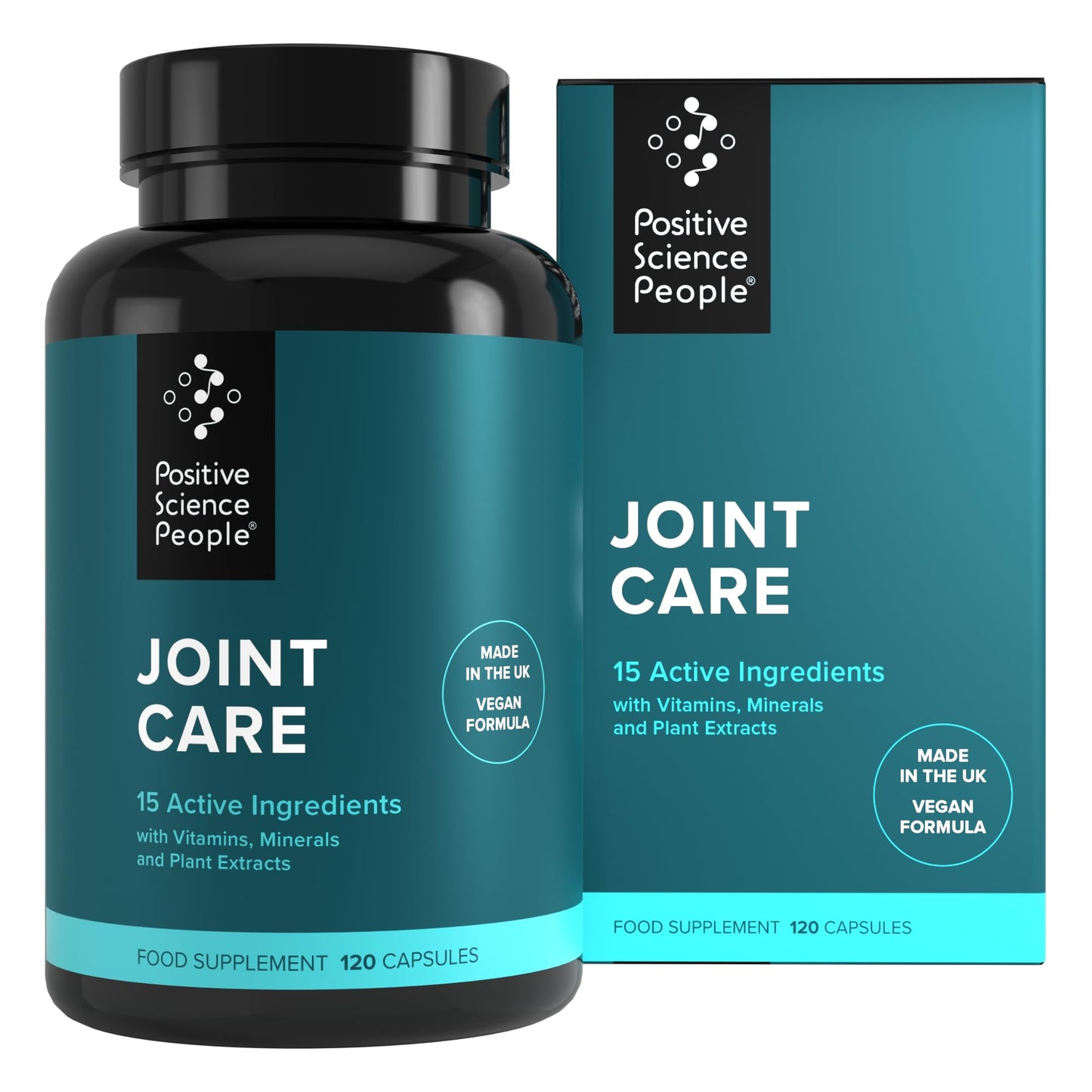 Positive Science People Joint Care Supplement - High Strength Curcumin from Turmeric with 95% Curcuminoids, Boswellia, Boron, Vitamin D3, K2 MK-7, Magnesium & More - Vegan, 120 Capsules