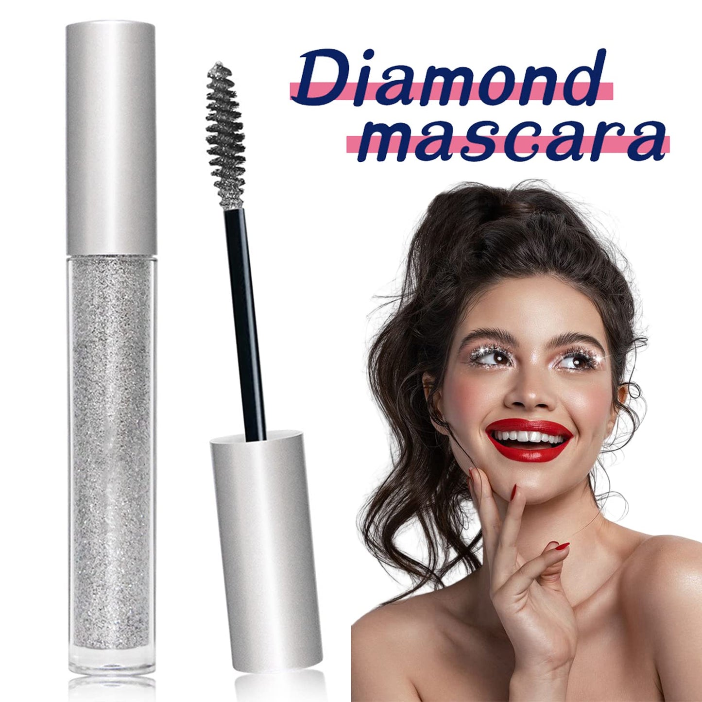 HERBENJOY Waterproof Mascara Gold Lash Mascara Glitter,Lashes Top Coat Shiny Mascara Sparkling Diamond Eyelash For Sensitive Eyes,Zero Clumps Longlasting Smudgeproof Eye Make-Up Girls Gift (Gold)