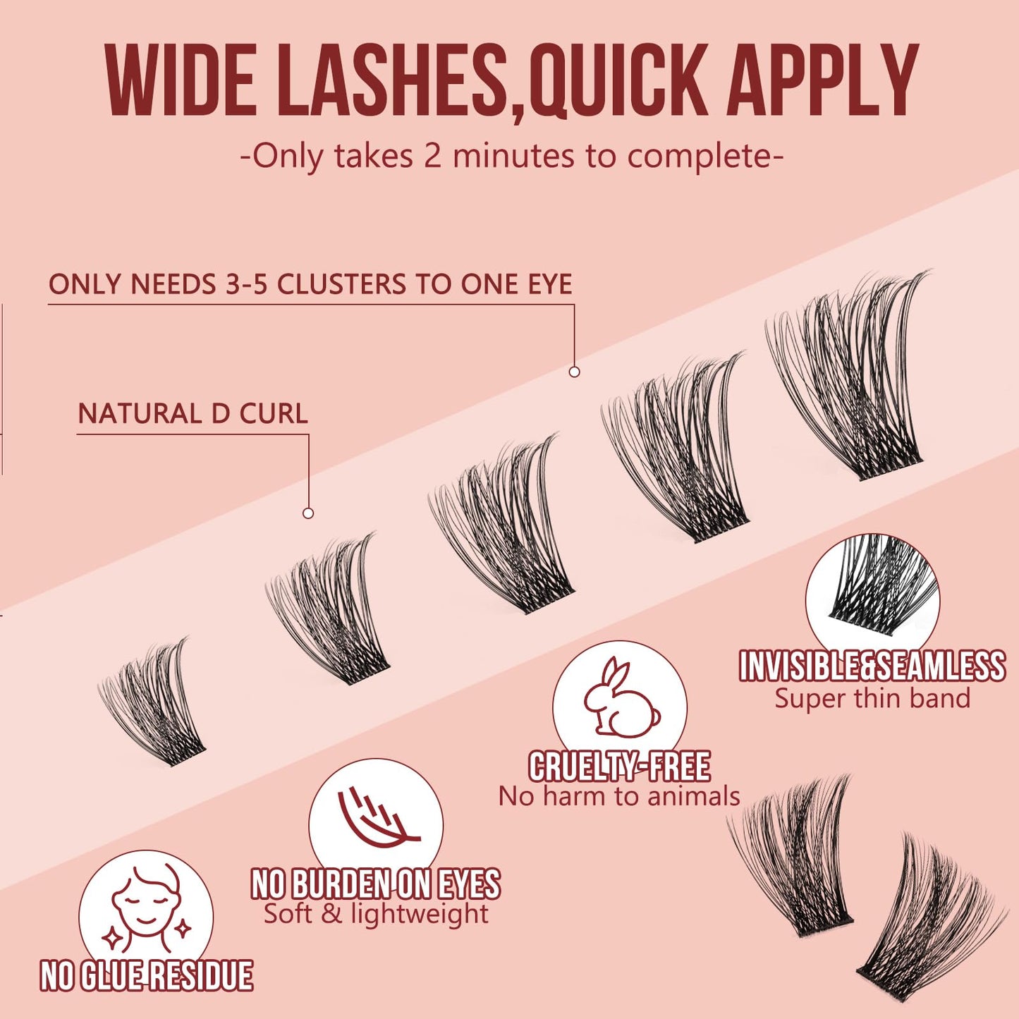 Higu clace Higu Clayse Lash Clusters Kit - DIY Lash Extensions Kit with D Curl 10-18mm Lashes, Individual Clusters and Applicator for Beginners