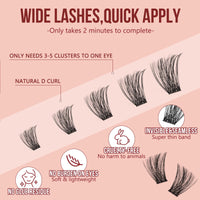 Higu clace Higu Clayse Lash Clusters Kit - DIY Lash Extensions Kit with D Curl 10-18mm Lashes, Individual Clusters and Applicator for Beginners