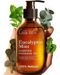 Gya Labs Eucalyptus Mint Massage Oils for Massage Therapy - Refreshing Aromatherapy Body Massage Oil for Sore Muscles - Jojoba, Argan, Sunflower, Almond, Vitamin E & Eucalyptus (200 ml)