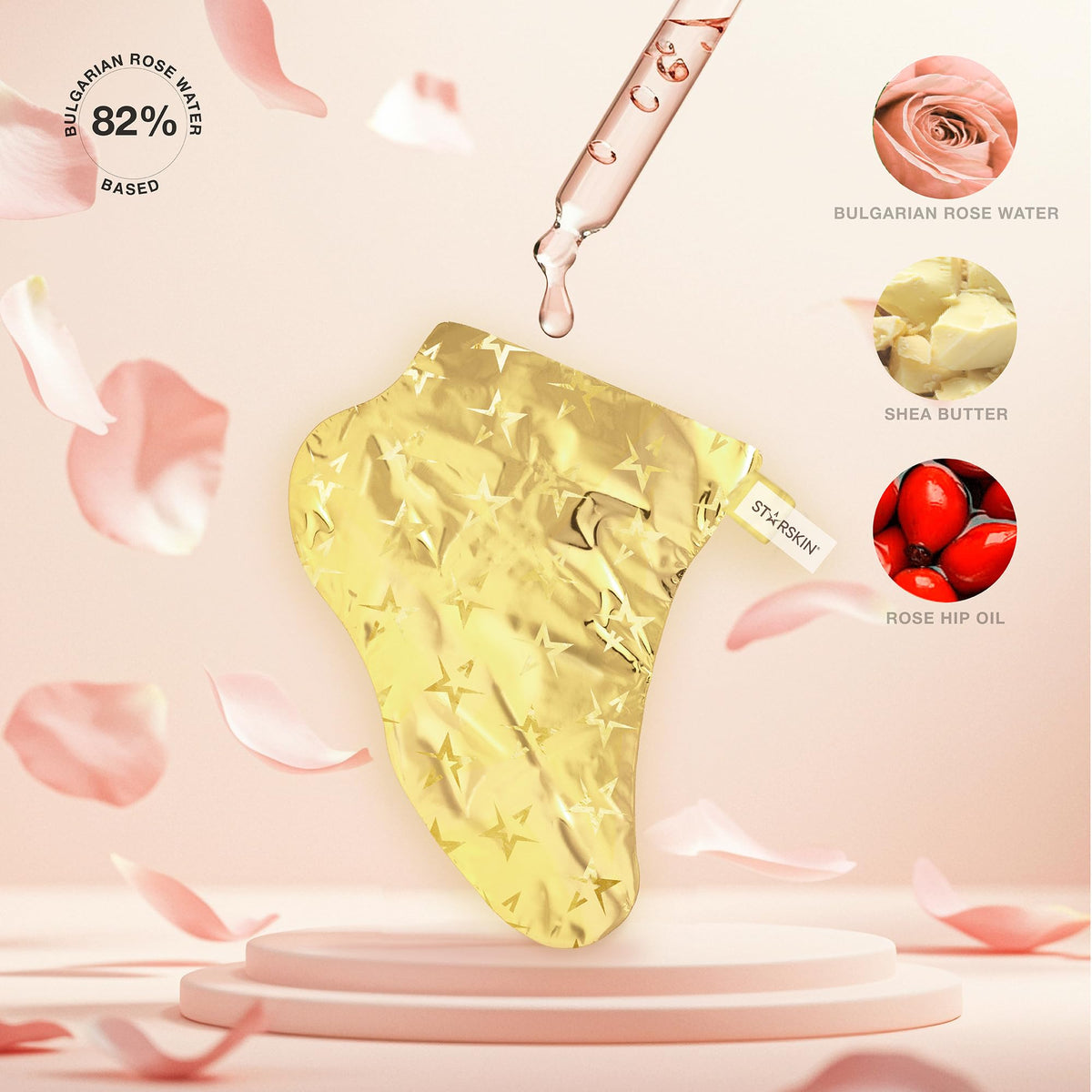 STARSKIN VIP Gold Mask Foot 1x16g, Softening Foot Mask for all Skin Types, Korean Skin Care, Hydrating and Moisturizing with Shea Butter and Rose Oil, K Beauty Skincare