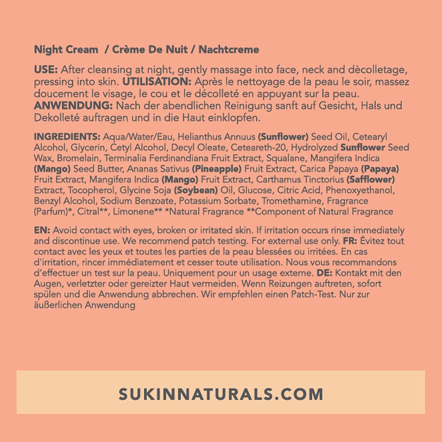 Sukin Brightening Glow Night Moisturiser For Women 1.69 oz Moisturizer