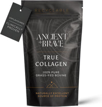 Ancient + Brave True Collagen 200g - Bovine Collagen Powder - 100% Hydrolysed Collagen Peptides (Type I) - High Protein, Fasting & Keto Friendly - Neutral Tasting - 30 Day Supply