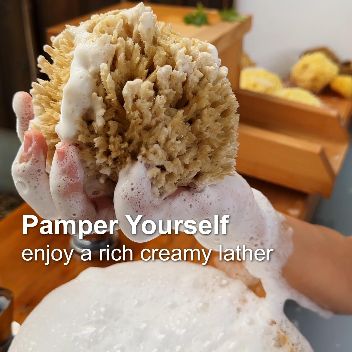 Yogaesse YOGAESSE Exfoliating Natural Sea Sponge, Wool 11–13cm, Unbleached – Premium Bath Sponge for Foamy Soap Lather & Gentle Shower Massage, Soft as a Cloud, Strong & Durable, Harvested in Greece