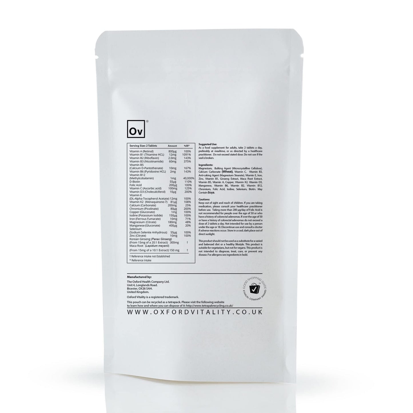 Ov Oxford Vitality Multivitamins for Men Over 50 Years (120)