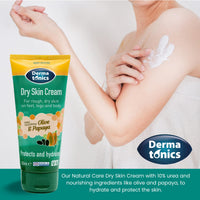 Dermatonics Natural Care Dry Skin Cream | Enriched with 10% Urea, Olive & Papaya Extracts | Suitable for Diabetics | Long lasting Hydration & Gentle Scent | Vegan Friendly | 200 ml