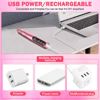 Nail girl Nail Drill NAILGIRLS Rechargeable Cordless Nail Drill Machine, Portable Electric Nail Drill 35000RPM Professional Electric Nail File for Acrylic Gel Nails, Efile Manicure Pedicure Polishing, Pink