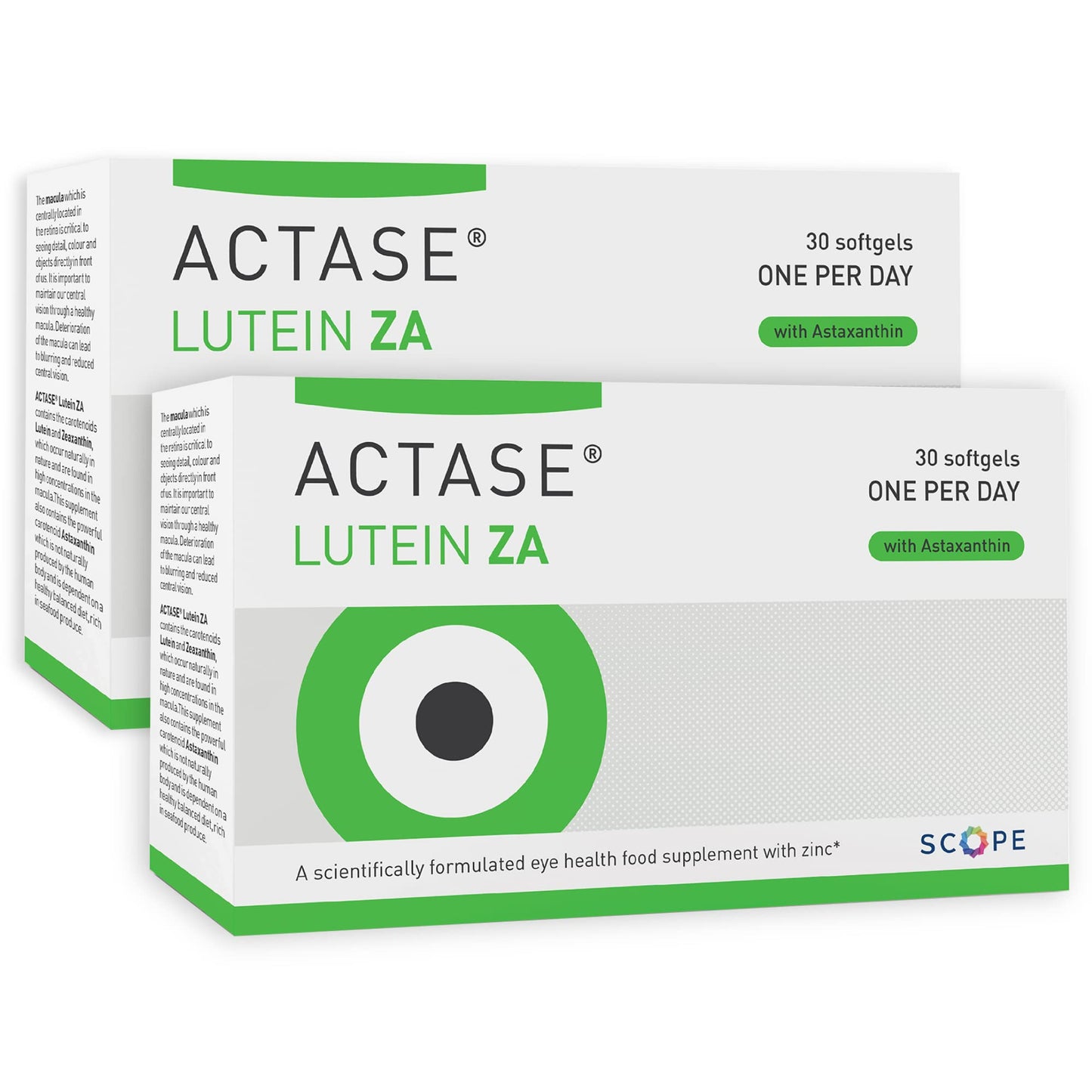 Actase Lutein ZA - Double Pack - Scientifically Formulated Lutein and Zeaxanthin Eye Care Supplement with Added Vitamins to Maintain Healthy Vision - 2x30 Softgels