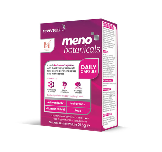 Meno Botanicals Menopause Supplement - Perimenopause, Menopause and Post Menopause Vitamins and Botanicals for Women. Contains Ashwagandha, Sage, SOYA Isoflavones and Essential B Vits - 30 Day Supply