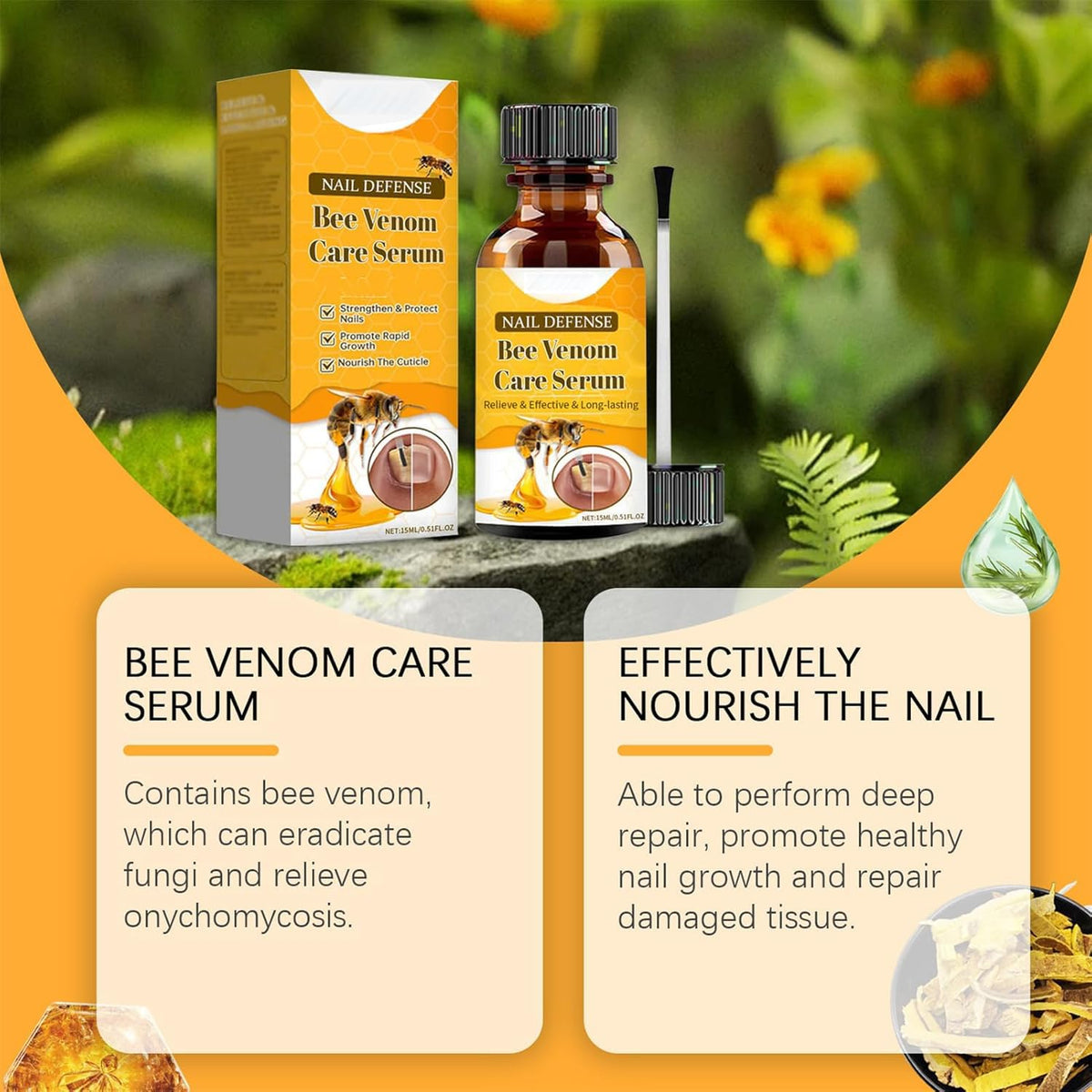 ALLILUYAA 2pcs Furzero Nail Defense Bee Venom Treatment Serum Pro, Bee Venom Nail Serum, Nail Growth and Repair Serum