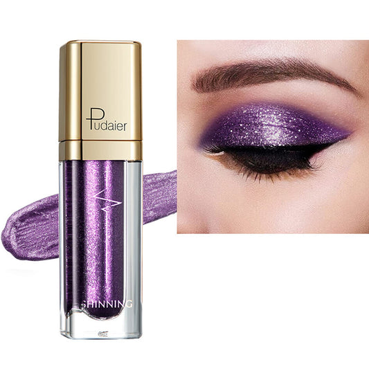 SONGQEE Glitter Liquid Eyeshadow, Metallic Matte Shimmer Sparkly Eye Shadows Glitter Eyeliner Liquid, Long Lasting Waterproof Quick Drying Eye Make up Kits(Purple)