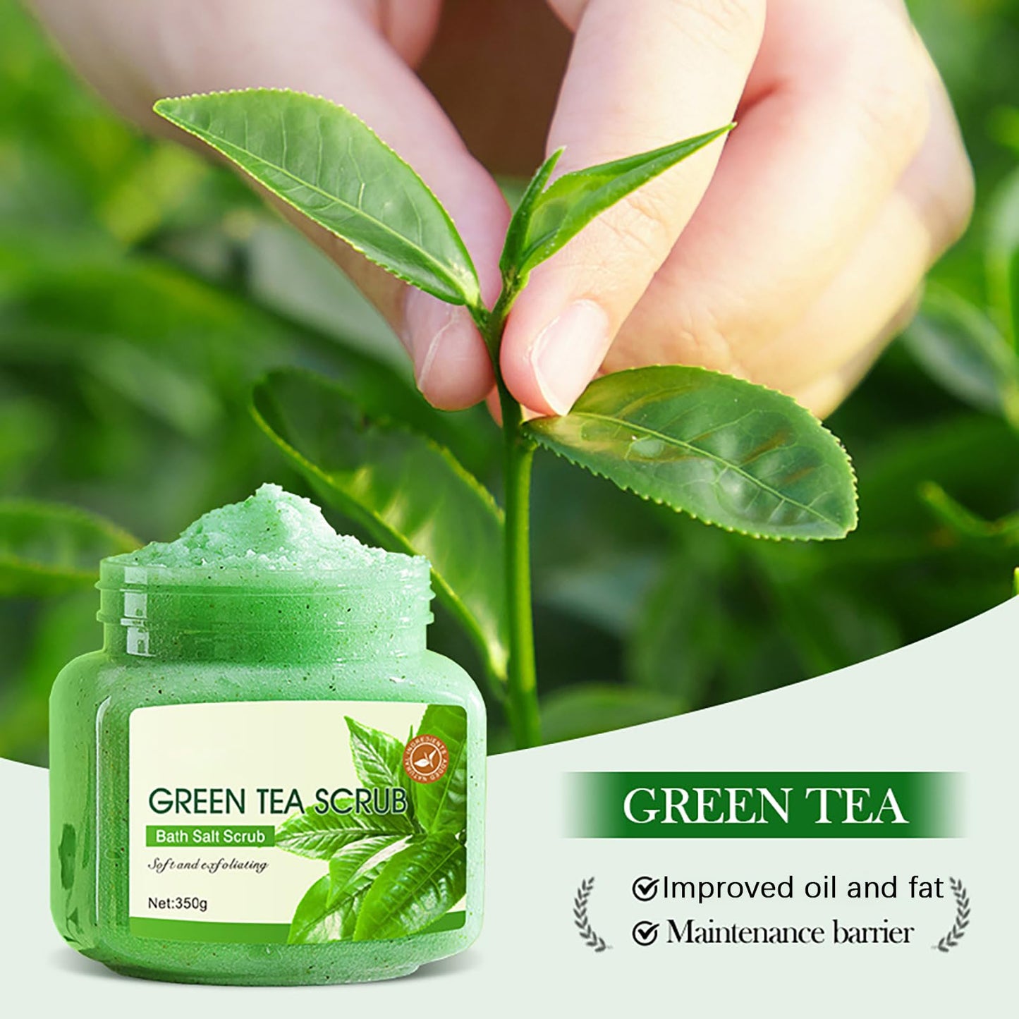 AuraAnge Green Tea Face Scrub Exfoliator - Body & Facial Exfoliant for Women & Men, Improve Pores, Refines Texture