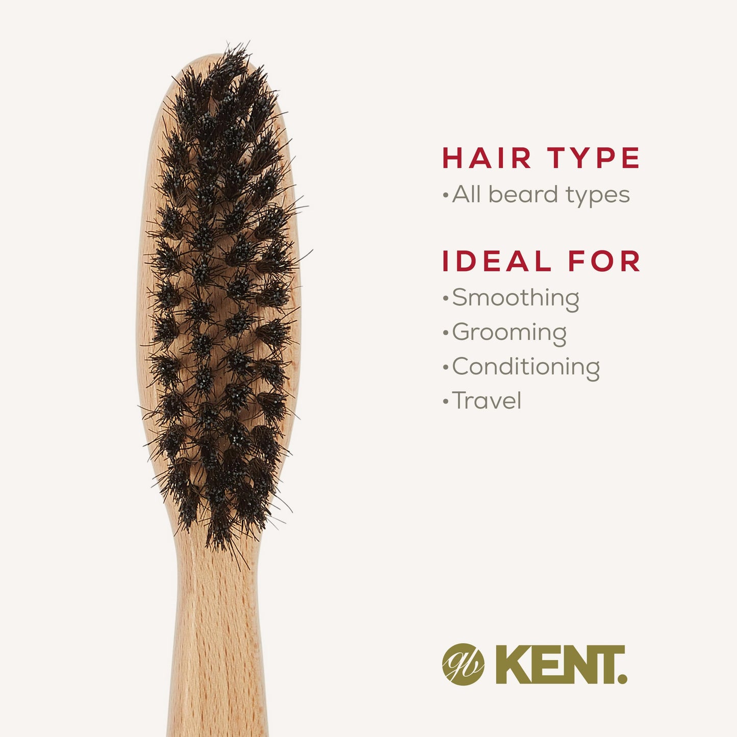 KENT Kent Brushes Mens Finest Beard Brush - Ideal for Conditioning and Smoothing Beards - All Hair Types