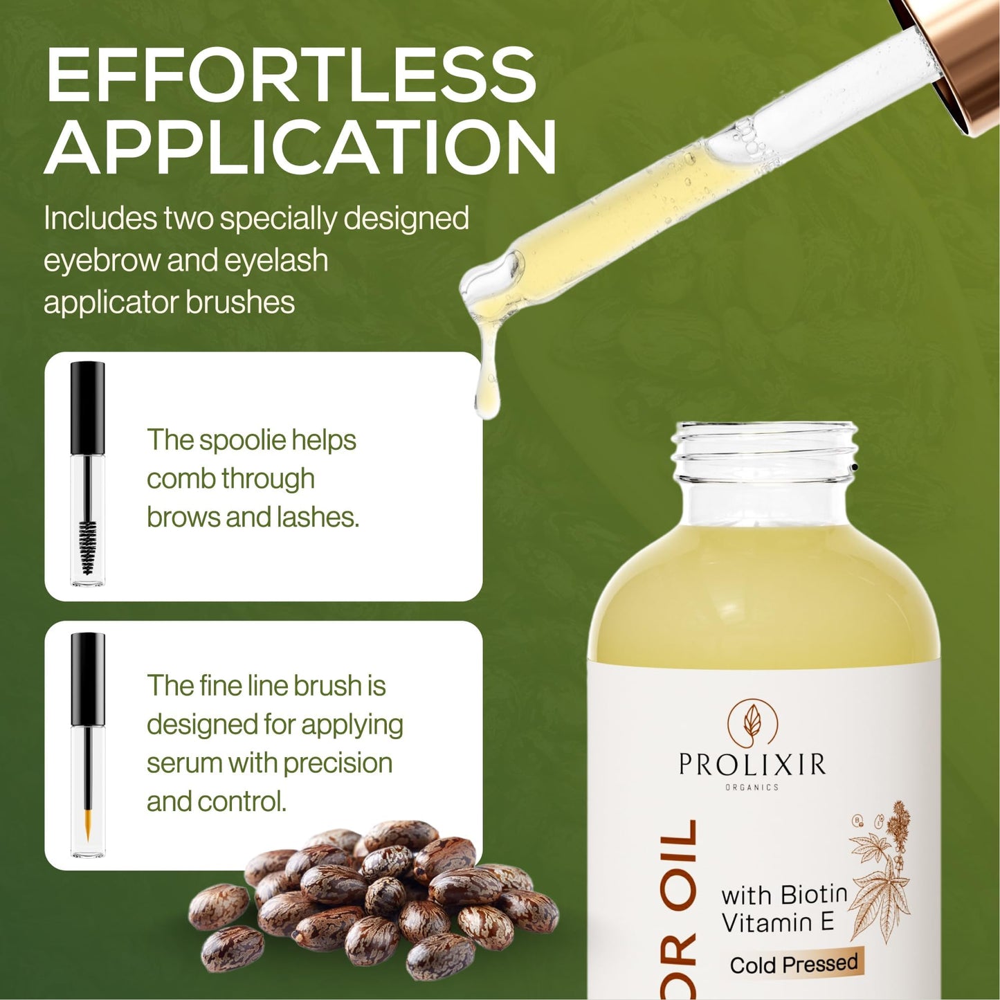 Organic Castor Oil with Biotin & Vitamin E Serum for Eyebrows, Eyelashes, Hair, Nails & Skin - Revitalises Hair & Scalp, Thicker Brows and Lashes, Stronger Nails, Softer Skin.