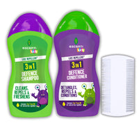 Great British Home Escenti Kids 3in1 Head Lice Prevention Set - 1 x Head Lice Shampoo for Kids, 1 x Conditioner and 1x Lice Combs - Complete and Effective Nit Treatment for Kids with Natural Tea Tree Oil