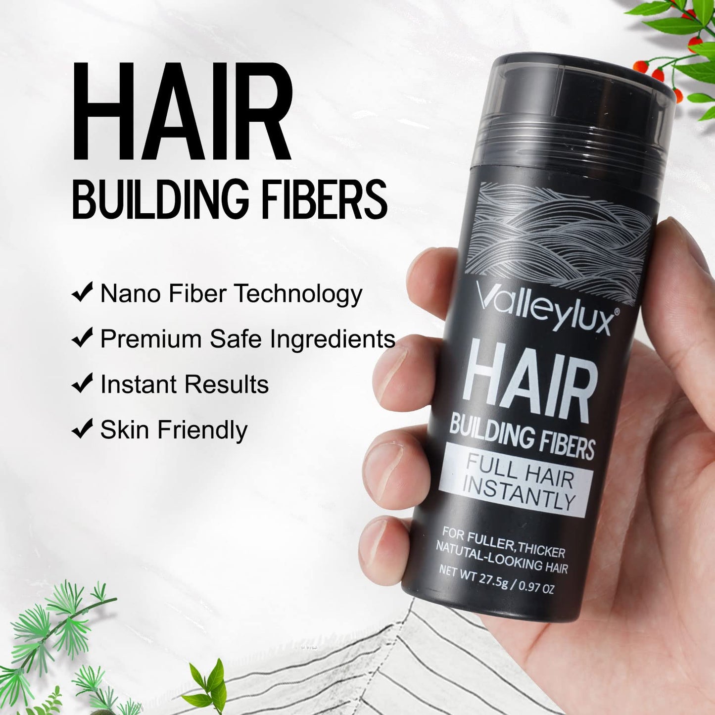 Hair Building Fibres (Medium Brown), Hair Fibres Powder for Thinning Hair, Instantly Fill in 15 Sec |Women & Men | 4 Shades- Hair Thickener and Topper for Fine Hair