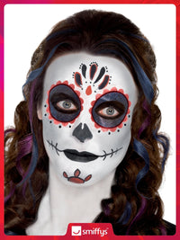 Smiffys Make-Up FX, Day of the Dead Kit, Aqua, with Face Paints, Stickers, Crayon & Applicators, Cosmetics and Disguises Fancy Dress, Cosmetic Dress Up Cosmetics & Disguises.