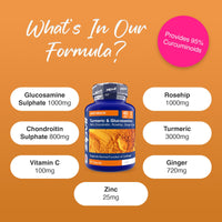 Zipvit Glucosamine and Chondroitin High Strength Turmeric Supplement with Vitamin C, Rosehip, Ginger & Zinc, 90 Capsules
