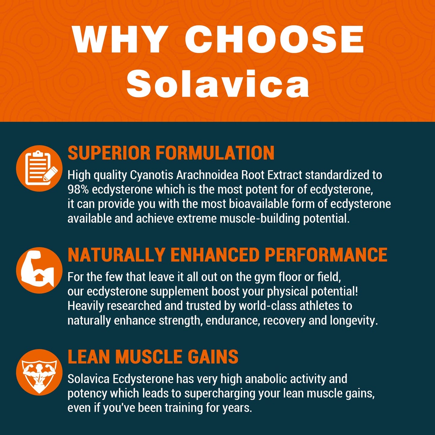 Solavica Beta Ecdysterone Supplement 1200mg -98% Maximum Purity Ecdysterone for Lean Muscle Building & Strength Gains, Promotes Endurance & Muscle Growth (60 Capsules)-1 Month Supply