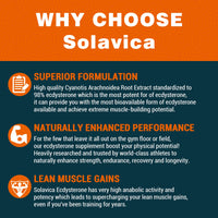 Solavica Beta Ecdysterone Supplement 1200mg -98% Maximum Purity Ecdysterone for Lean Muscle Building & Strength Gains, Promotes Endurance & Muscle Growth (60 Capsules)-1 Month Supply
