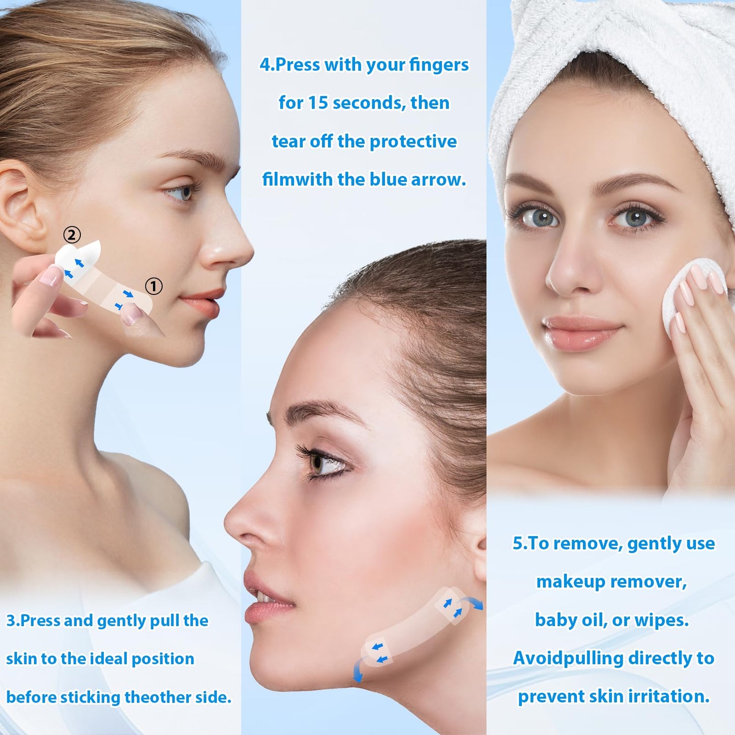 Gonggi 148Pcs Face Lift Tape Invisible with 8 String, V Edge Patches Face lift for Wrinkles, Instant Neck Lifting Tape and Bands for Double Chin Saggy, Tightening Skin Make Up Tools (70 rope + 70 cordless)