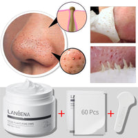 LANBENA Blackhead Mask (30g), 60 Pieces Nose Pore Strips, Note: Cream Goes Dry out/Gunk below 25 Degrees, Place Bottle in Boiling Water to Soften