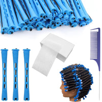 SKJAXF 40 Pcs Perm Rods, 0.35 Inch Perm Rollers with 40 Pcs Perm Papers 1 Rat Tail Comb, Home Perm Kit for Women for Natural Hair Long Short Hair Styling Tool Hair Curlers