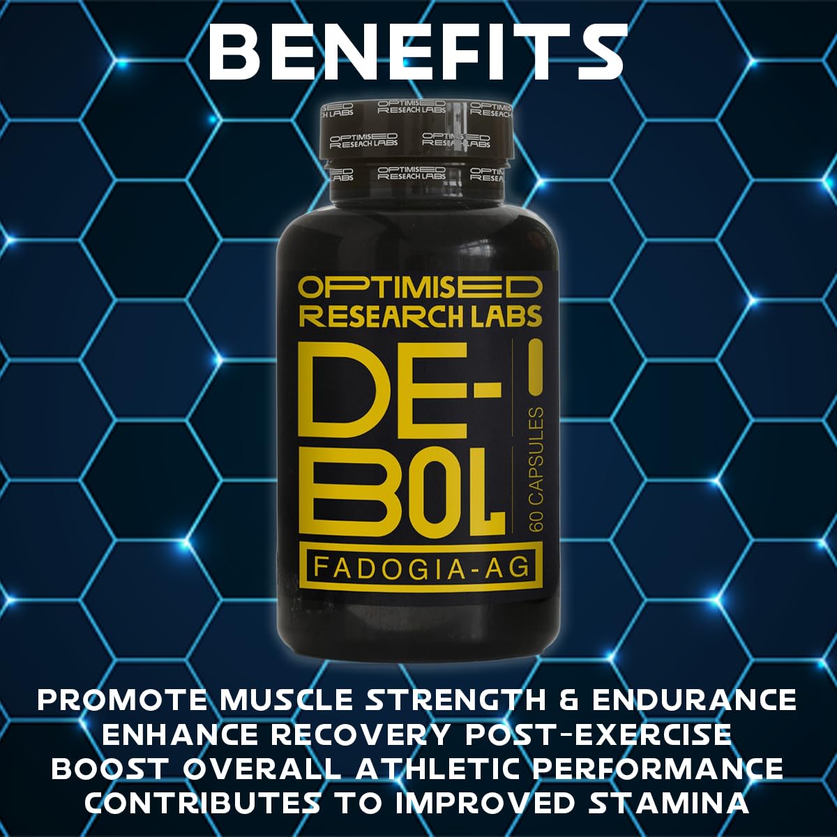 Optimised Research Labs Fadogia Agrestis High Strength Capsules 30 Day Supply, Muscle Growth, Muscle Recovery, Test Booster with Added Piperine to Enhance Bioavailability Vegan Friendly Capsules