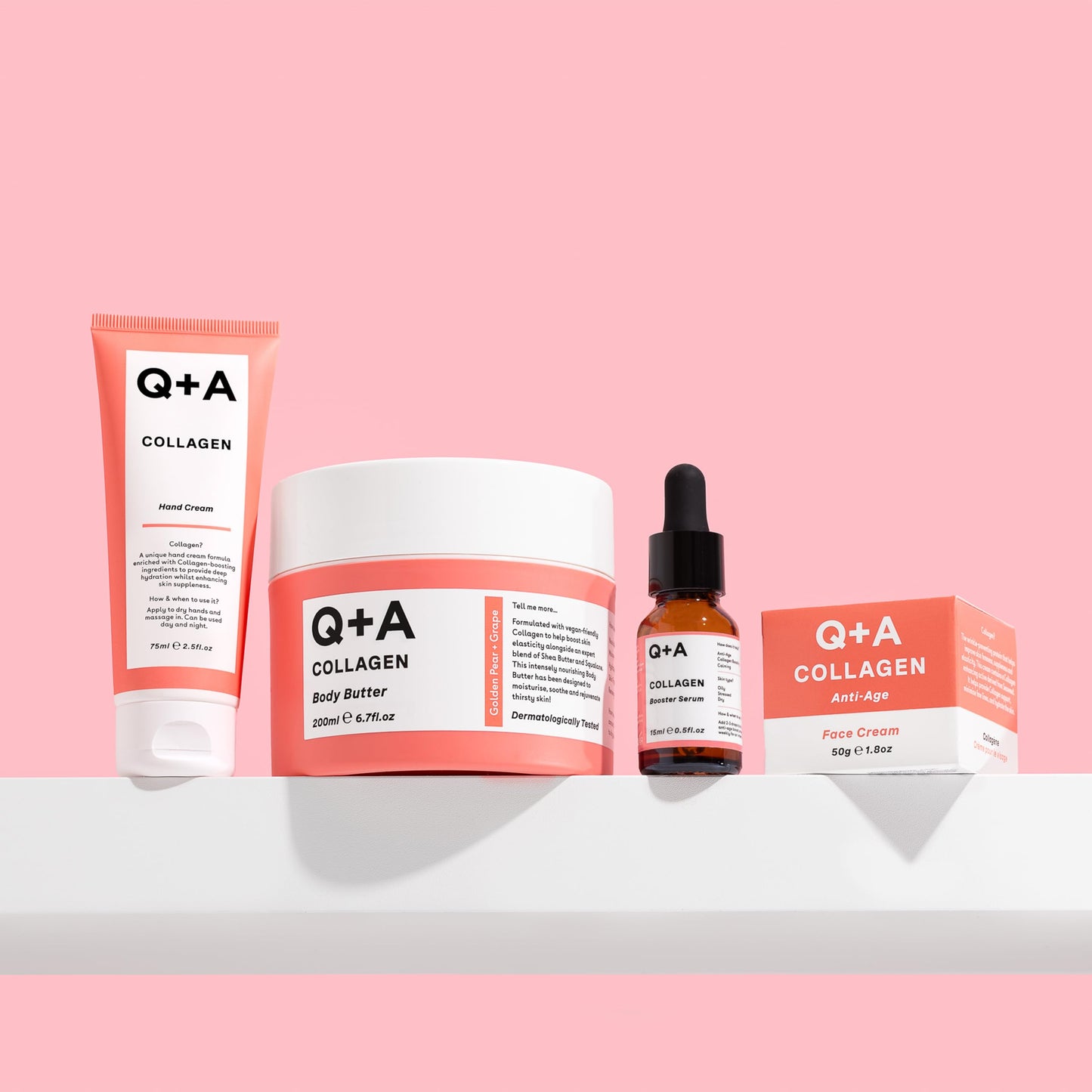 Q+A Collagen Hand Cream, Nourishing & Hydrating with Vegetable Collagen, Sugar Complex & Hematite, Golden Pear & Grape Scent, Vegan & Cruelty-Free, Recycled Packaging, Anti-Ageing Moisturiser, 75ml
