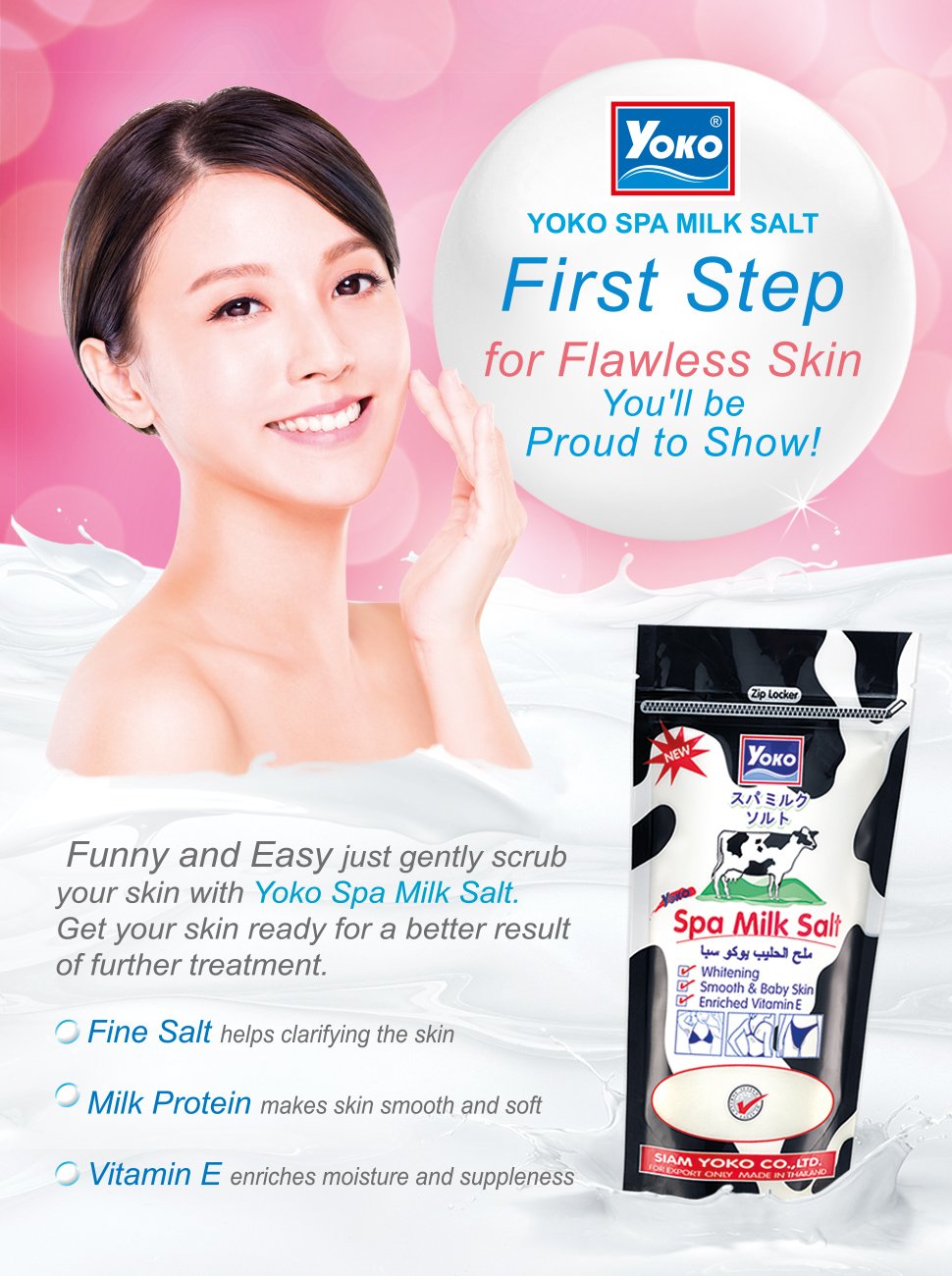 YOKO Spa Milk Salt Bath With Vitamin E & B3-300g (Original)