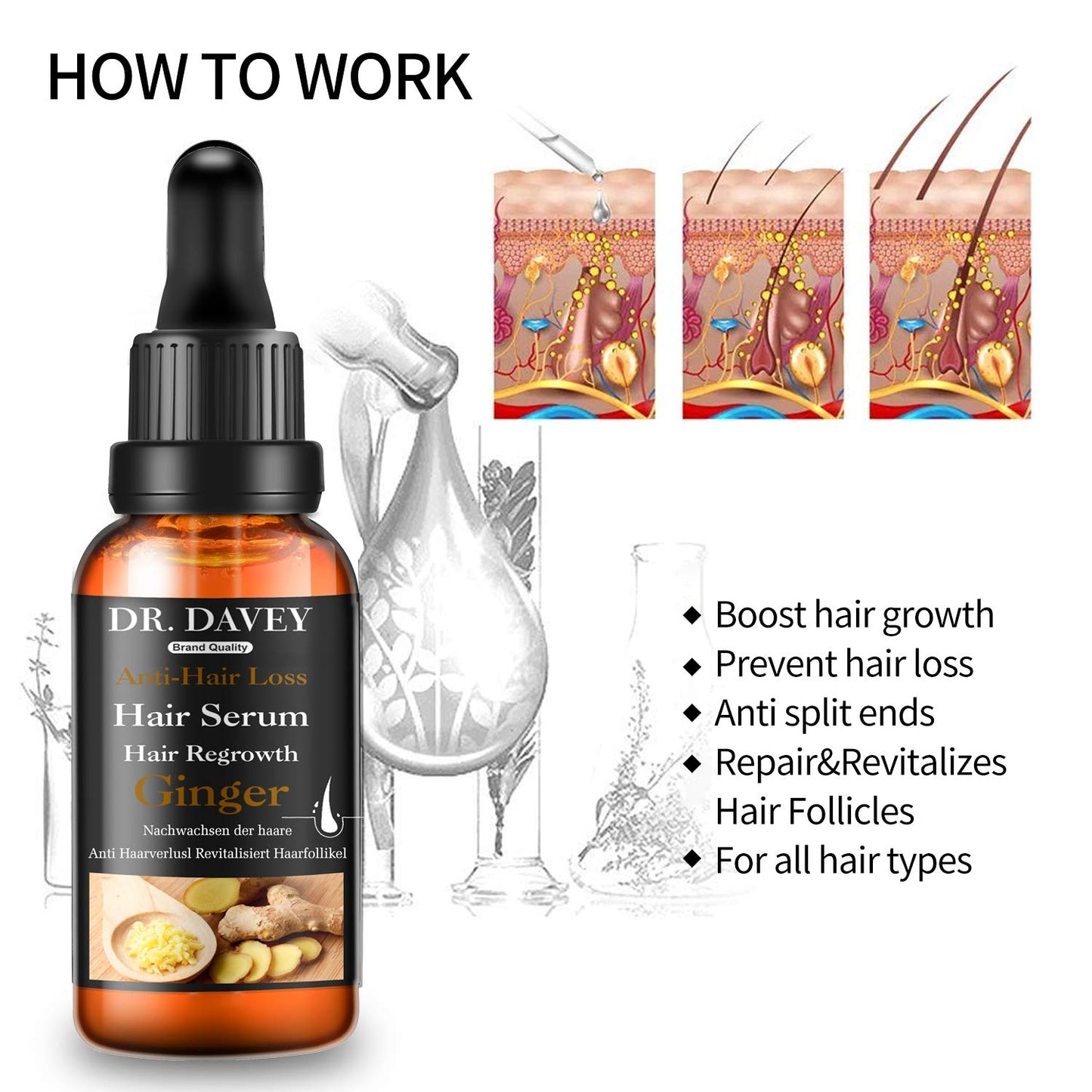 Hair Growth Serum vitamins serum for Hair Loss and Hair Regrowth Ginger Hair Growth Oil for Thinning/Balding/Repairs Hair Follicles/Stronger Hair Hair Growth Treatment for Men and Women