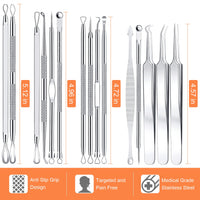 Blackhead Remover Tool Kit, IUMAKEVP 15 PCS Professional Stainless Steel Pimple Popper Comedone Extractor Tools for Removing Pimple, Blackheads, Zit on Face - Acne Removal Kit with Metal Case(Silvery)