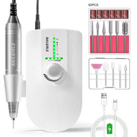NAILGIRLS Cordless Electric Nail Files, T18 Professional Rechargeable Nail Drill 35000 RPM, Portable E File Kit for Acrylic Gel Nails Manicure Salon Home, White