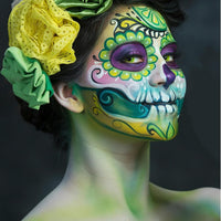 Go Ho 6 Colors Green Face Body Paint,Cream Washable Formula Face Painting for Halloween Cosplay,Body Paint FX Makeup Palette,Professional Face Paint Green Makeup