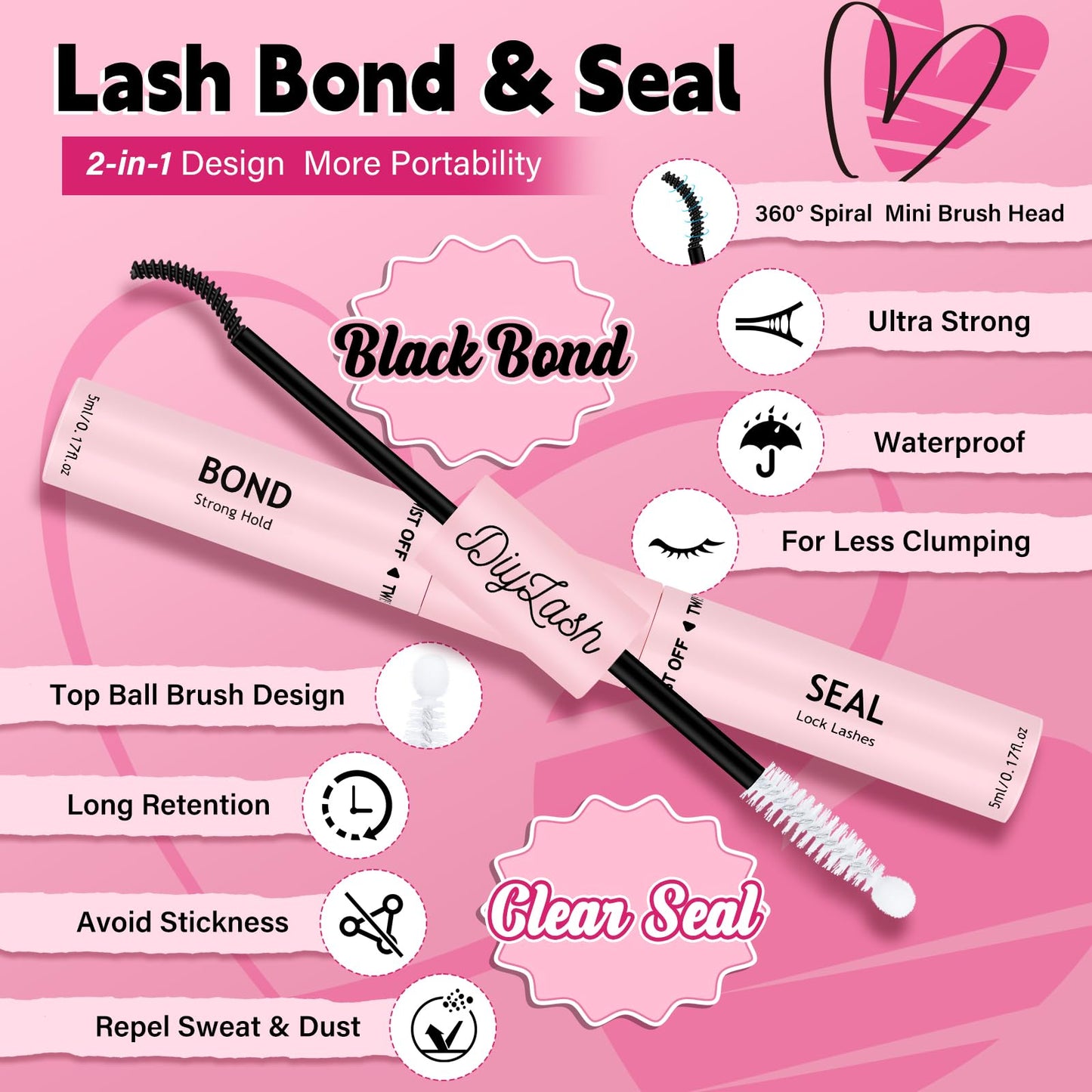 PRO LASHBEAUTY DIY Lash Clusters Kit with 144 Pcs Individual Lashes Cluster Lashes Bond and Seal Eyelash Extension Kit for Beignner (Natural01-D-8-16mix)