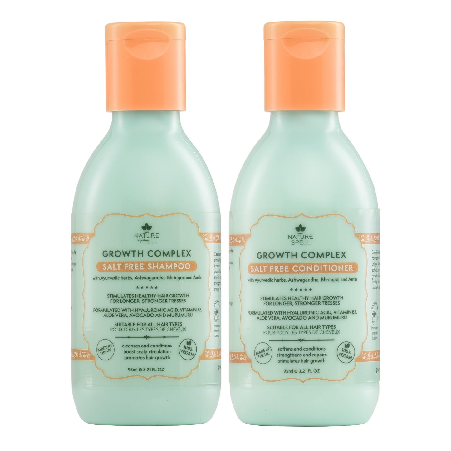Nature Spell Hair Growth Travel Size Duo, Shampoo & Conditioner, 95ml Each