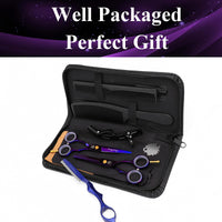 Purple Dragon Purple Hairdressing Scissors Set 5.5 Inch Hair Cutting & Thinning Scissors Kit for Men Women Kids Home Salon Barber