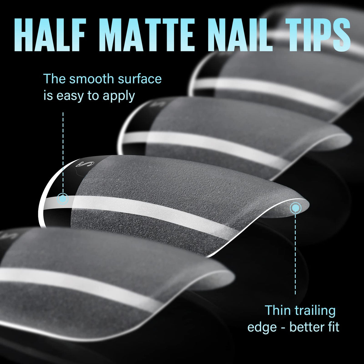 TOMICCA Square Shaped Extra Short Nail Tips - 360PCS Half Matte Soft Gel, No File Needed- Full Cover False Nails, Clear Acrylic & Strong Tips for Press On Extension - 12 Sizes