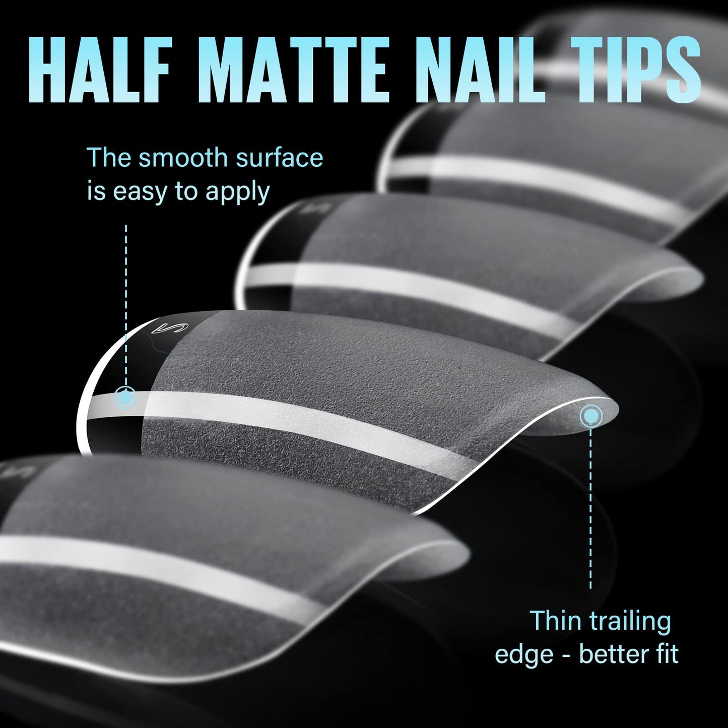 TOMICCA Square Shaped Extra Short Nail Tips - 360PCS Half Matte Soft Gel, No File Needed- Full Cover False Nails, Clear Acrylic & Strong Tips for Press On Extension - 12 Sizes