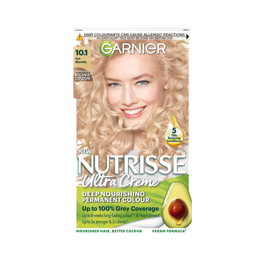 Garnier Nutrisse Permanent Hair Dye, Natural-looking, hair colour result, For All Hair Types, 10.1 Ice Blonde