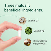 Hey Nutrition Vitamin D3 & K2 MK-7-100ug Each with MCT Oil - Suitable for Vegetarians - Support Healthy Bones, Teeth, Muscles, Immune Function, and Fatigue - Non-GMO, 60 Vegetarian Capsules