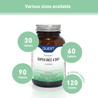 Quest Super Once A Day Multivitamin & Minerals 30x Tablets. 17 Vitamins & 12 Minerals with Vitamin A, B, C, D, Iron & Zinc for Men & Women. for Optimal Health, Reduces Fatigue & Immunity. (1 Pack)